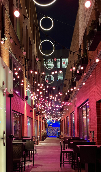 AKLD and Dairy Block unveils “Downpour” an art lighting installation in Blake’s Passage, Denver Colorado. Photo by Jeff Fierberg @jfierberg