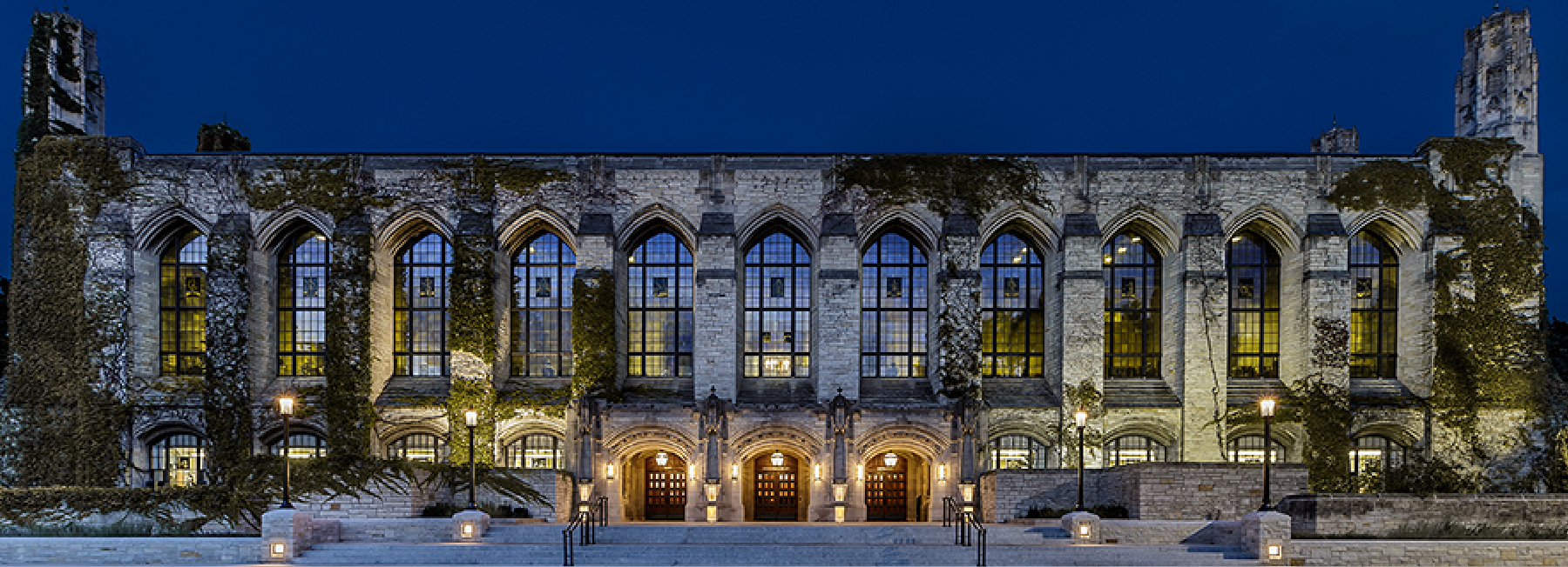 North Western University Deering Library exterior lighting by AKLD