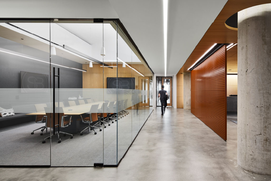 Sterling Bay reception area, interior lighting