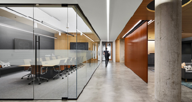 Sterling Bay reception area, interior lighting