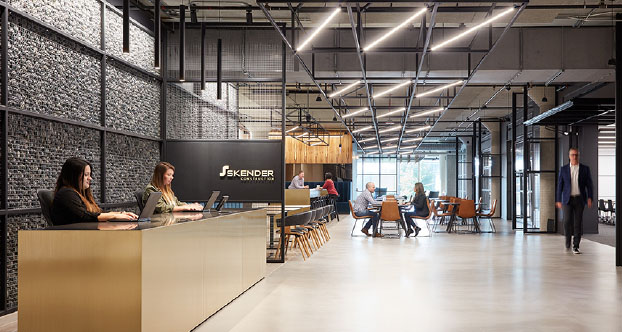 Skender reception area, interior lighting