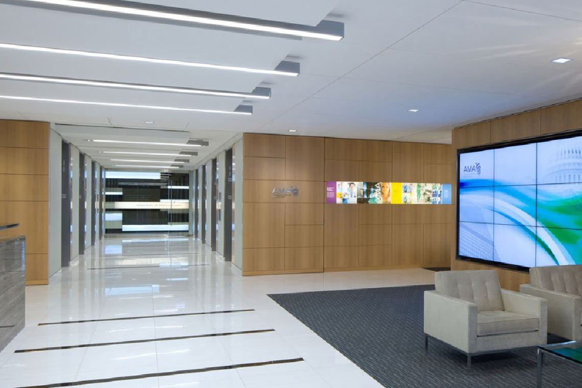 AMA reception area, interior lighting
