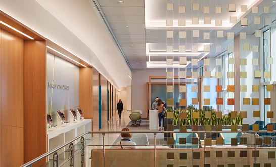 University of Chicago Medicine – Ambulatory Care Center at Streeterville main reception area, interior lighting