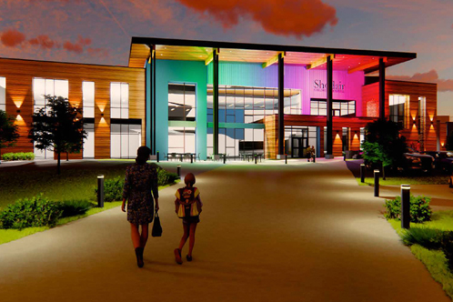 Shodair Children’s Hospital illustration of exterior lighting