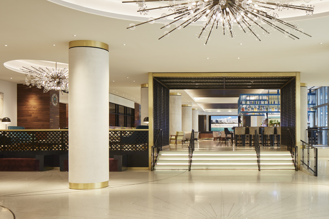 Loews Miami Beach main entry way, interior lighting