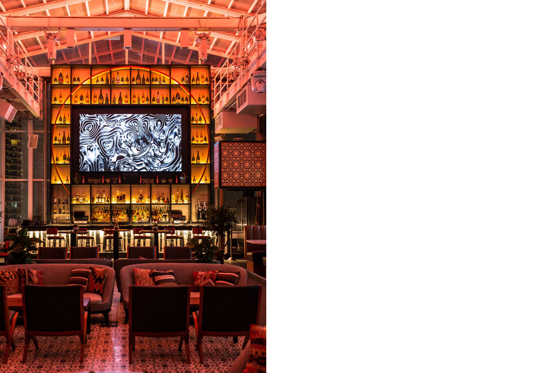 Roof on the Wit reception area, interior lighting