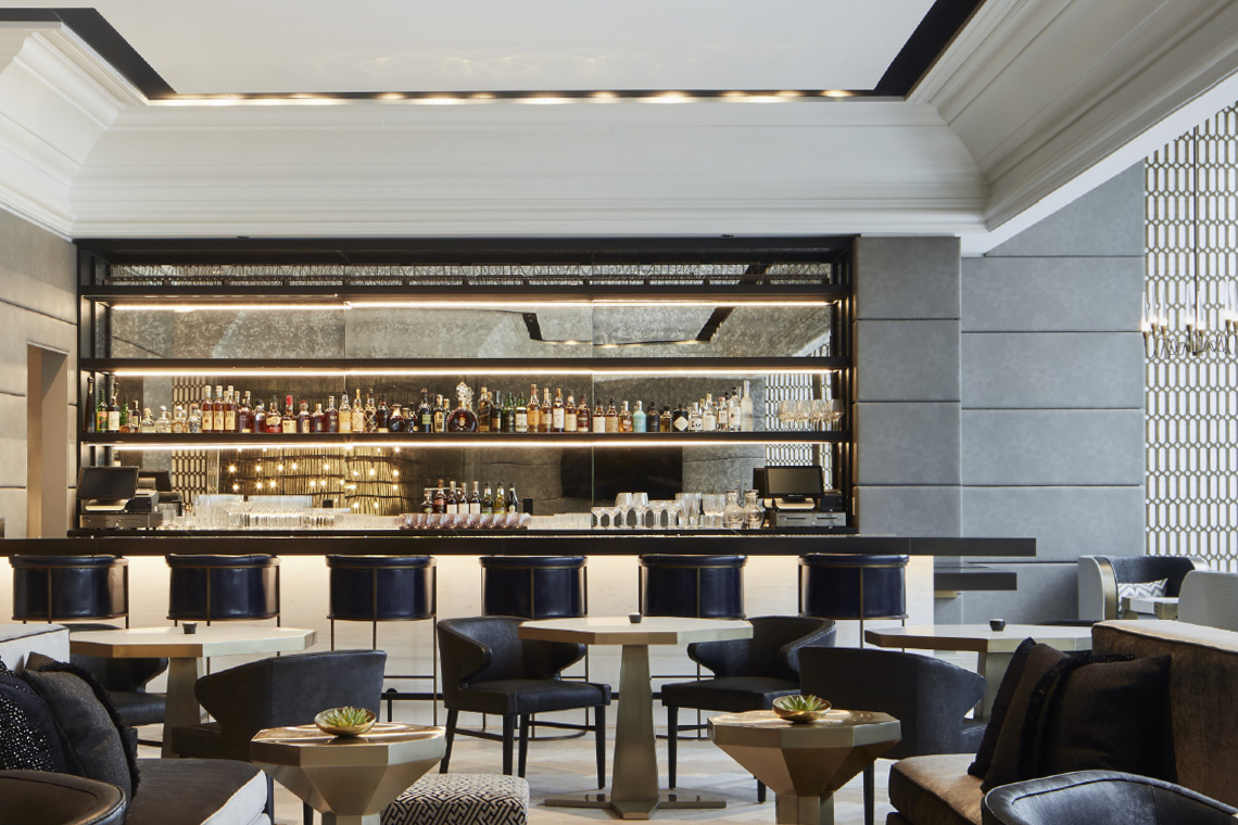 LondonHouse Hotel dining area and lounge, interior lighting