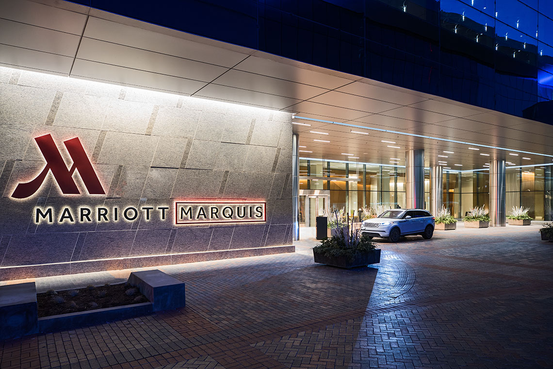 Marriott Marquis, McCormick Place main entry way, interior lighting