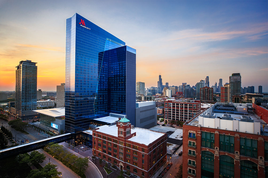 Marriott Marquis, McCormick Place exterior image, showing off lighting