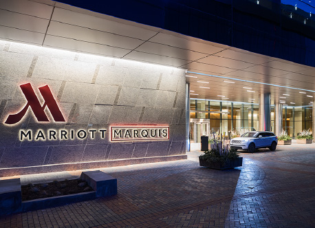 Marriott Marquis, McCormick Place main entry way, interior lighting