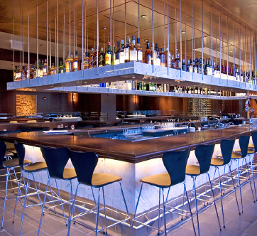 III Forks Steakhouse main bar, interior lighting