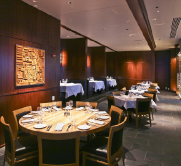 III Forks Steakhouse dining area, interior lighting