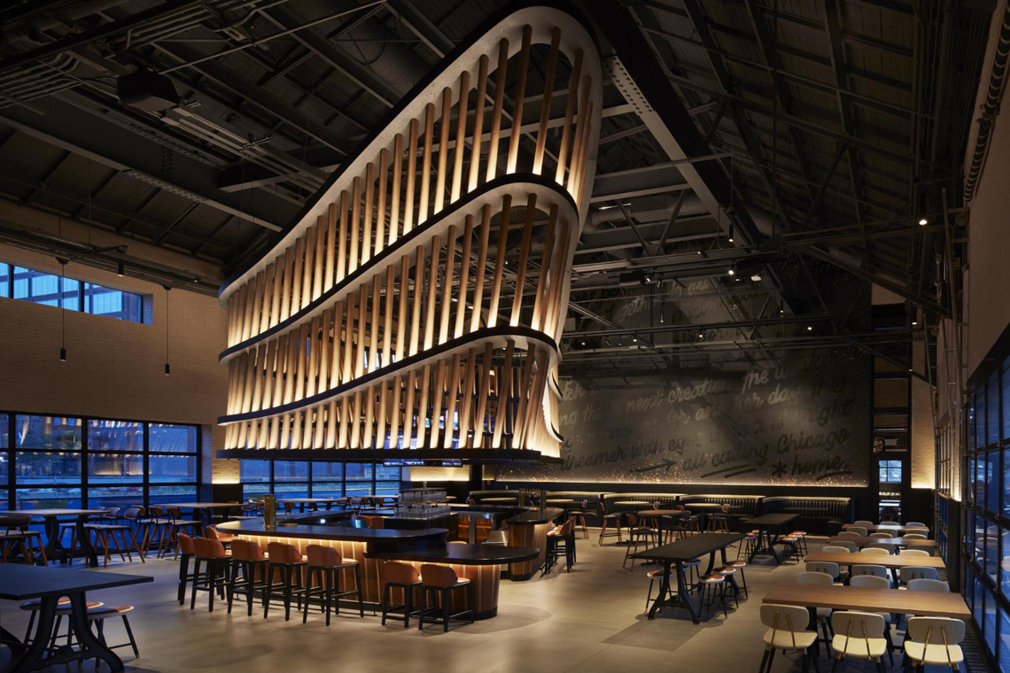 Diageo Guinness main dining and bar room, interior lighting