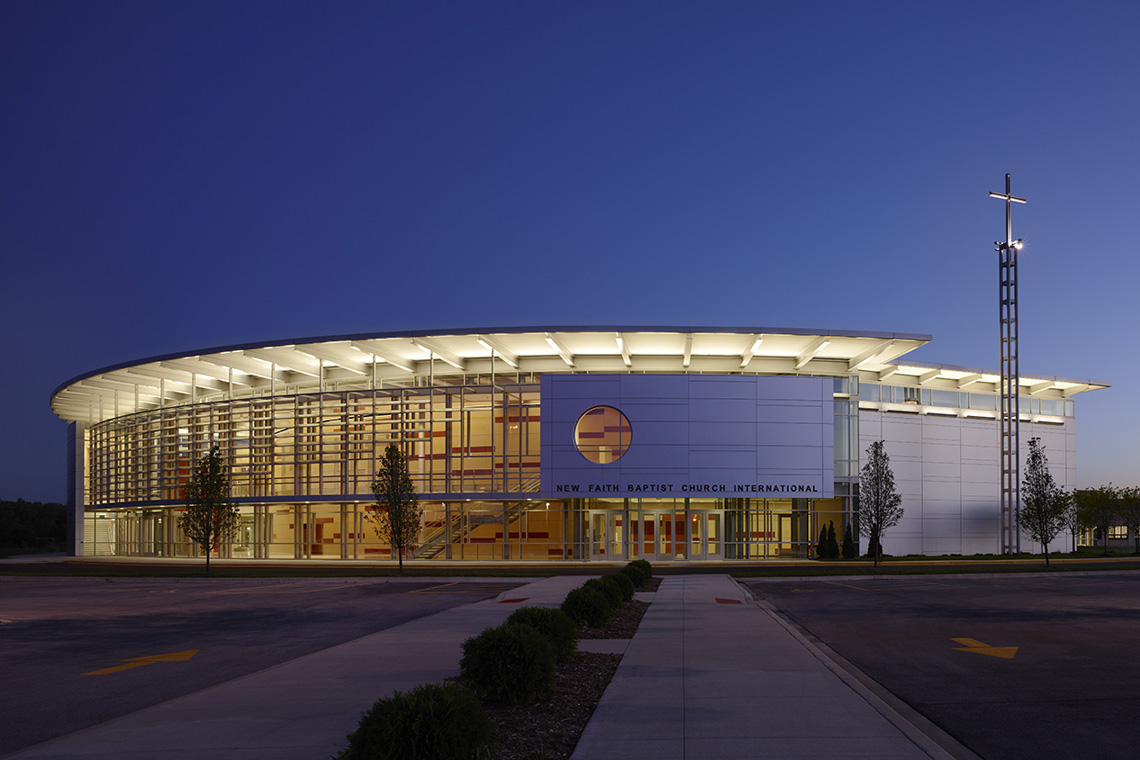 New Faith Baptist Church, exterior lighting