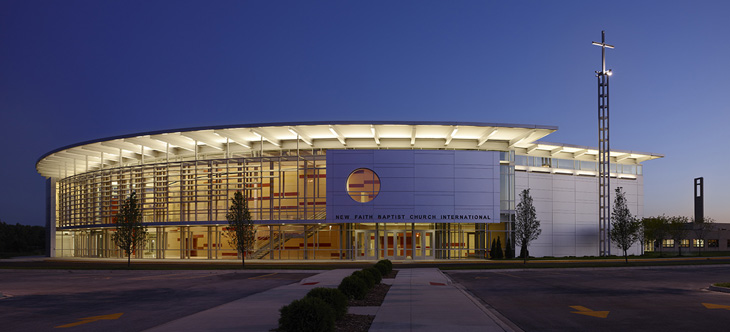 New Faith Baptist Church, exterior lighting