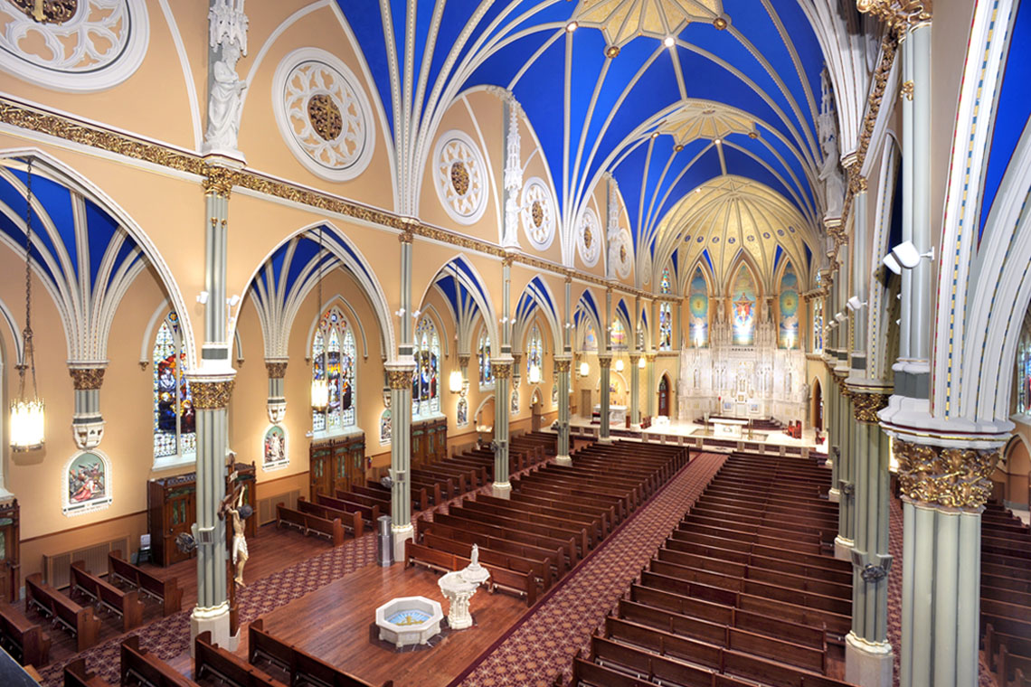 St. Alphonsus Catholic Church showing off lighting
