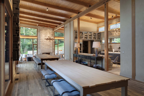 Pine Lake dining area and lounge, interior lighting